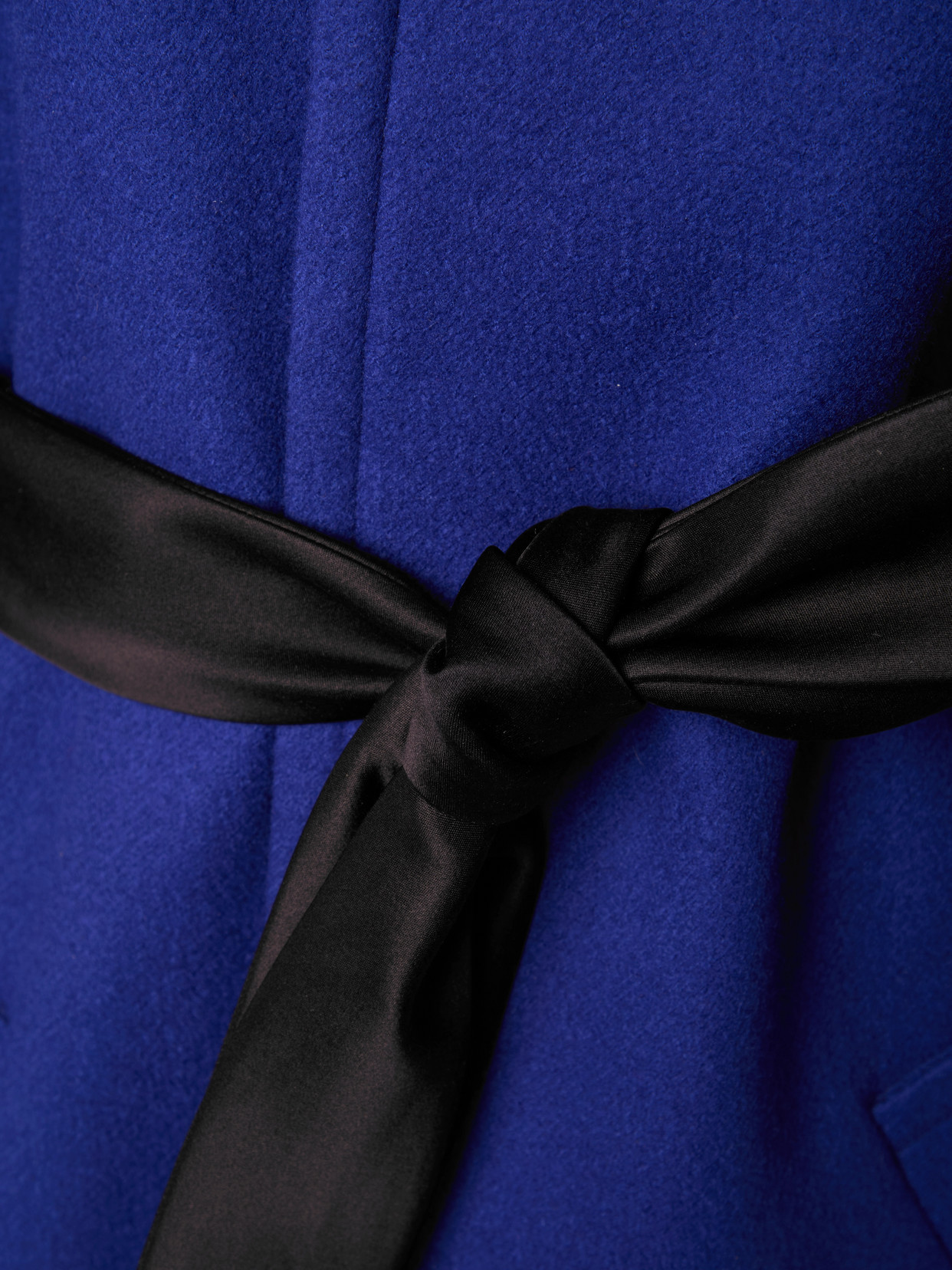 Saint Laurent Belted Silk-trimmed Wool Jacket In Blue