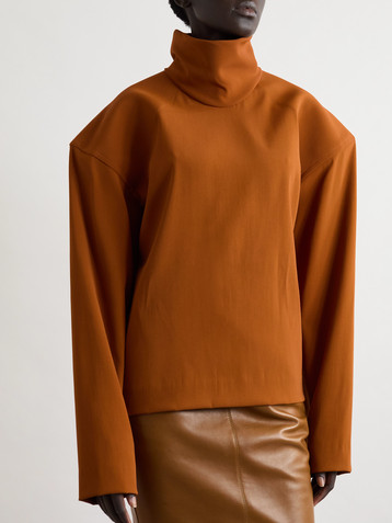 Saint Laurent Stretch-satin turtleneck blouse