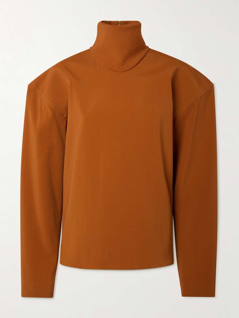 Saint Laurent Stretch-satin Turtleneck Blouse