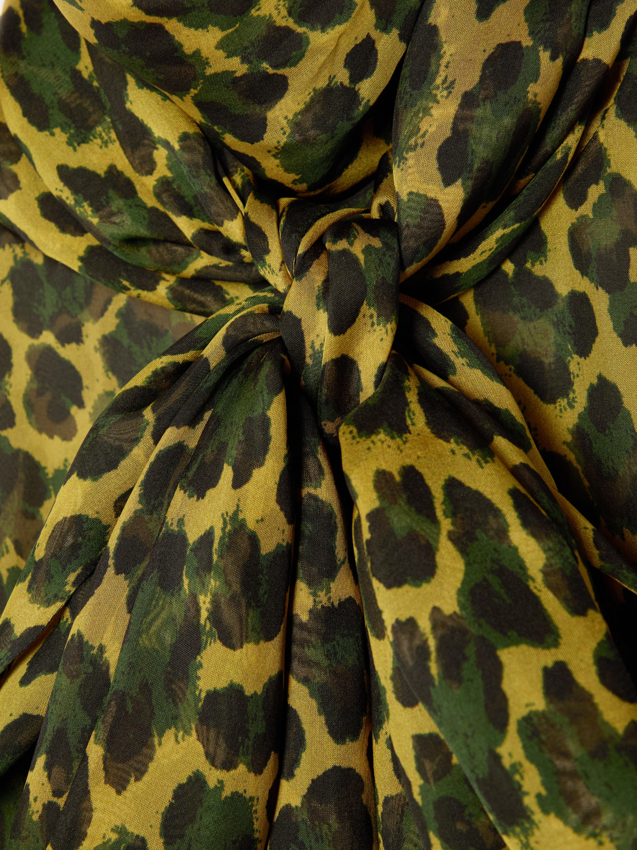 Saint Laurent Pussy-bow Leopard-print Silk-mousseline Blouse In Multi