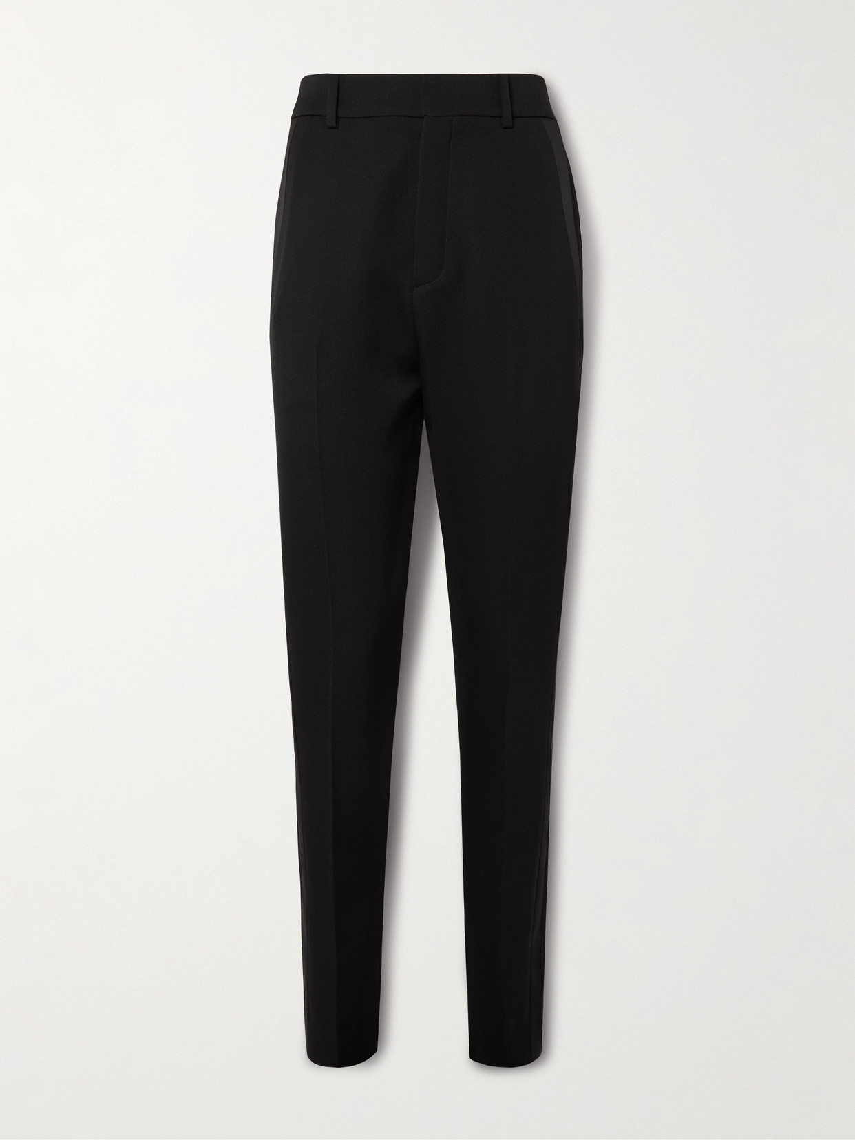 Saint Laurent Grain De Poudre Wool Tapered Pants In Black