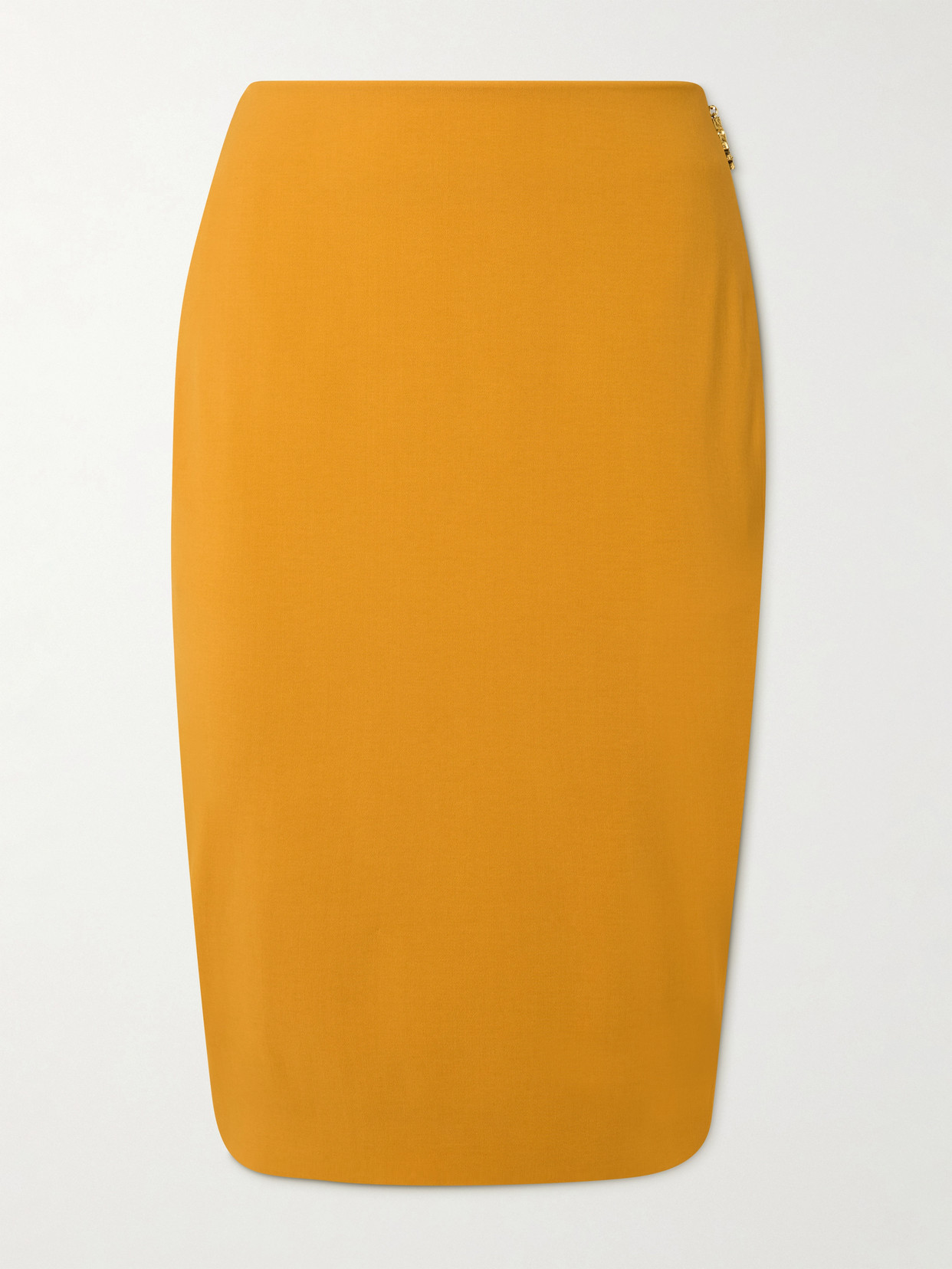 Saint Laurent Pencil Skirt In Satin In Orange