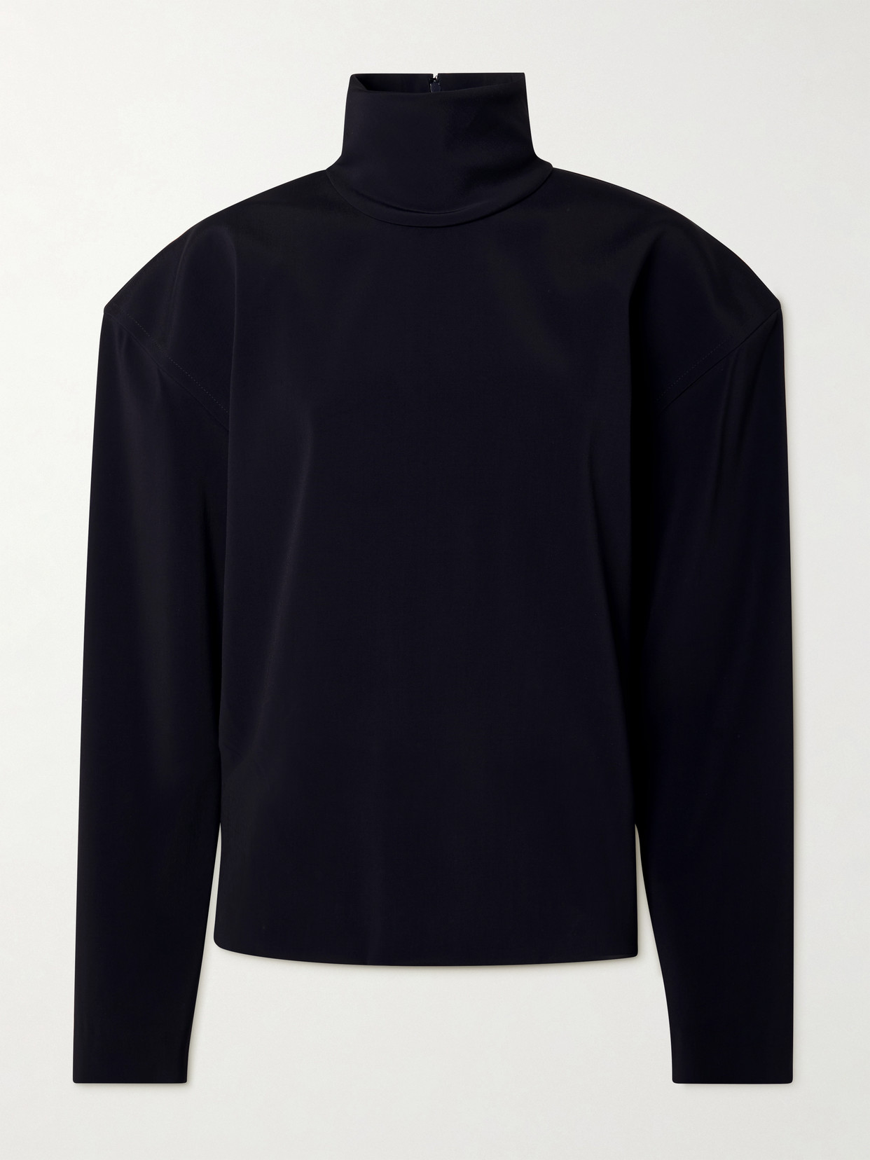 Saint Laurent Turtleneck Stretch-satin Blouse In Blue