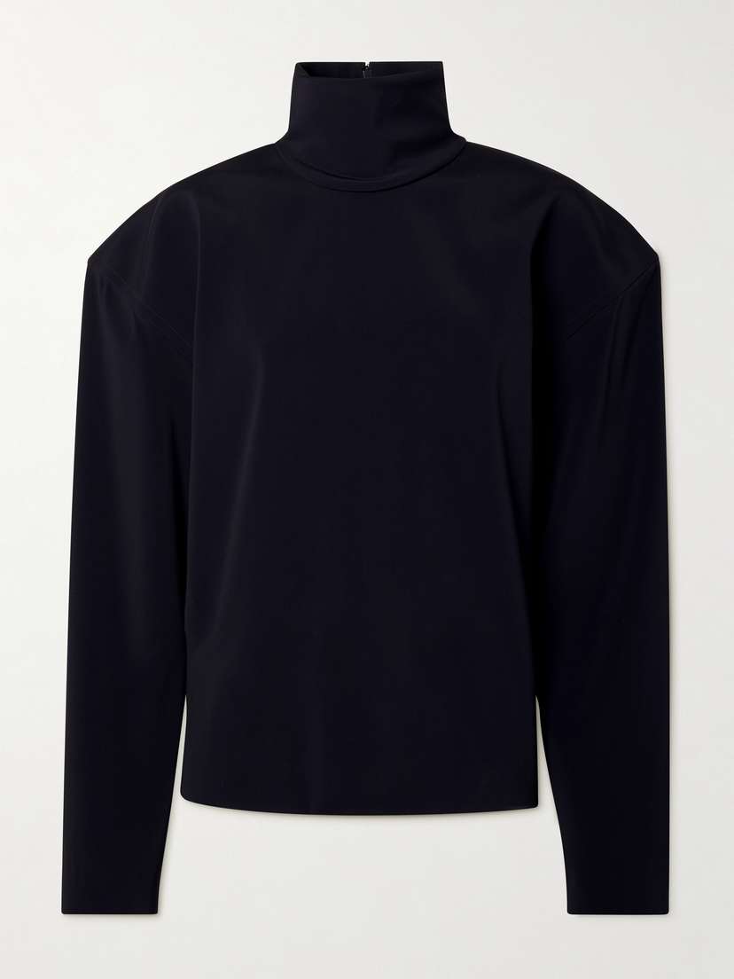 Saint Laurent Turtleneck Stretch-satin Blouse