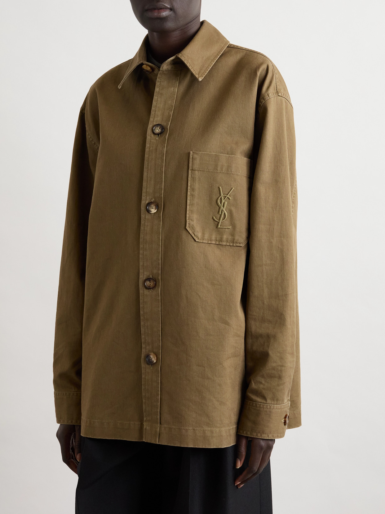 Cotton And Linen-Blend Gabardine Shirt