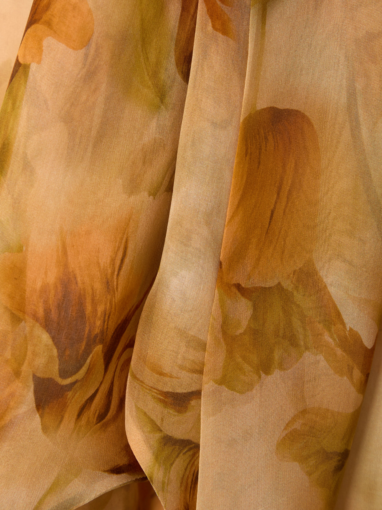 Saint Laurent Pussy-bow Floral-print Silk-mousseline Blouse In Brown