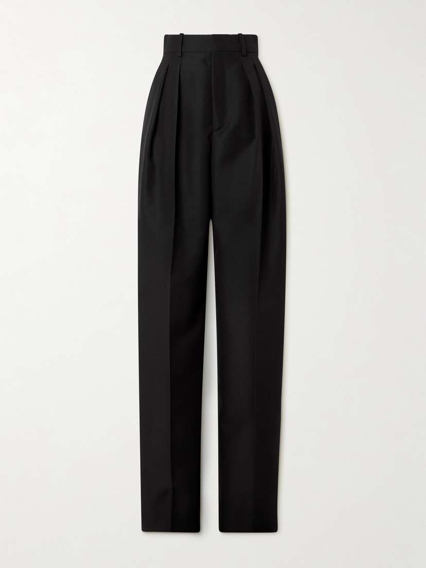 Saint Laurent Pleated Grain De Poudre Wool And Mohair-blend Pants