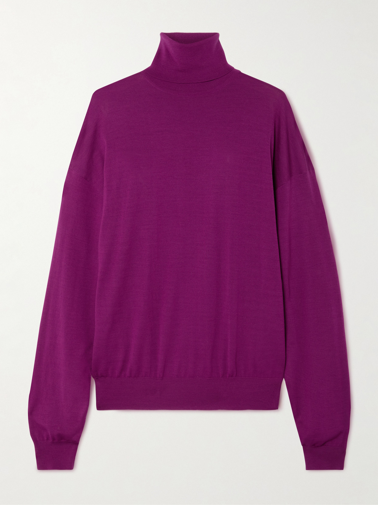 Saint Laurent Wool Turtleneck Sweater In Purple