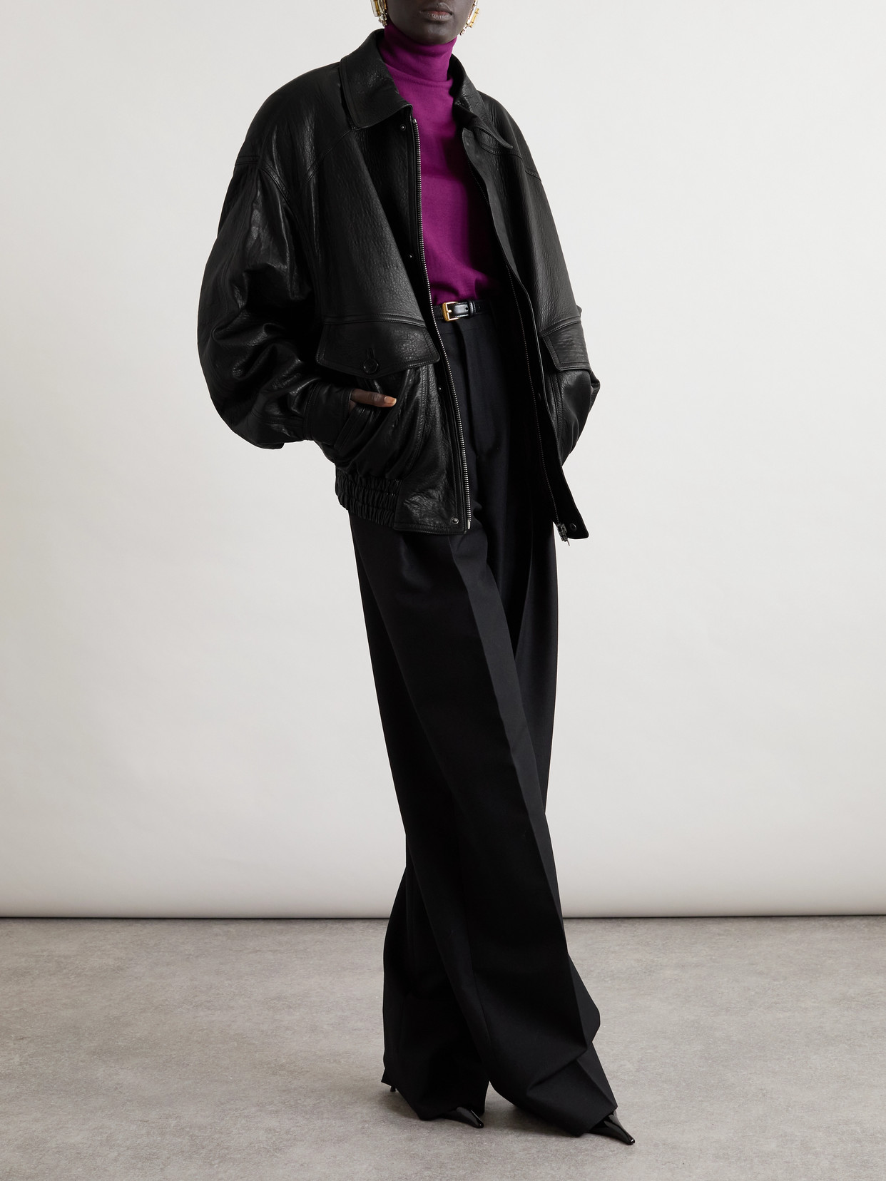 Saint Laurent Wool Turtleneck Sweater In Purple