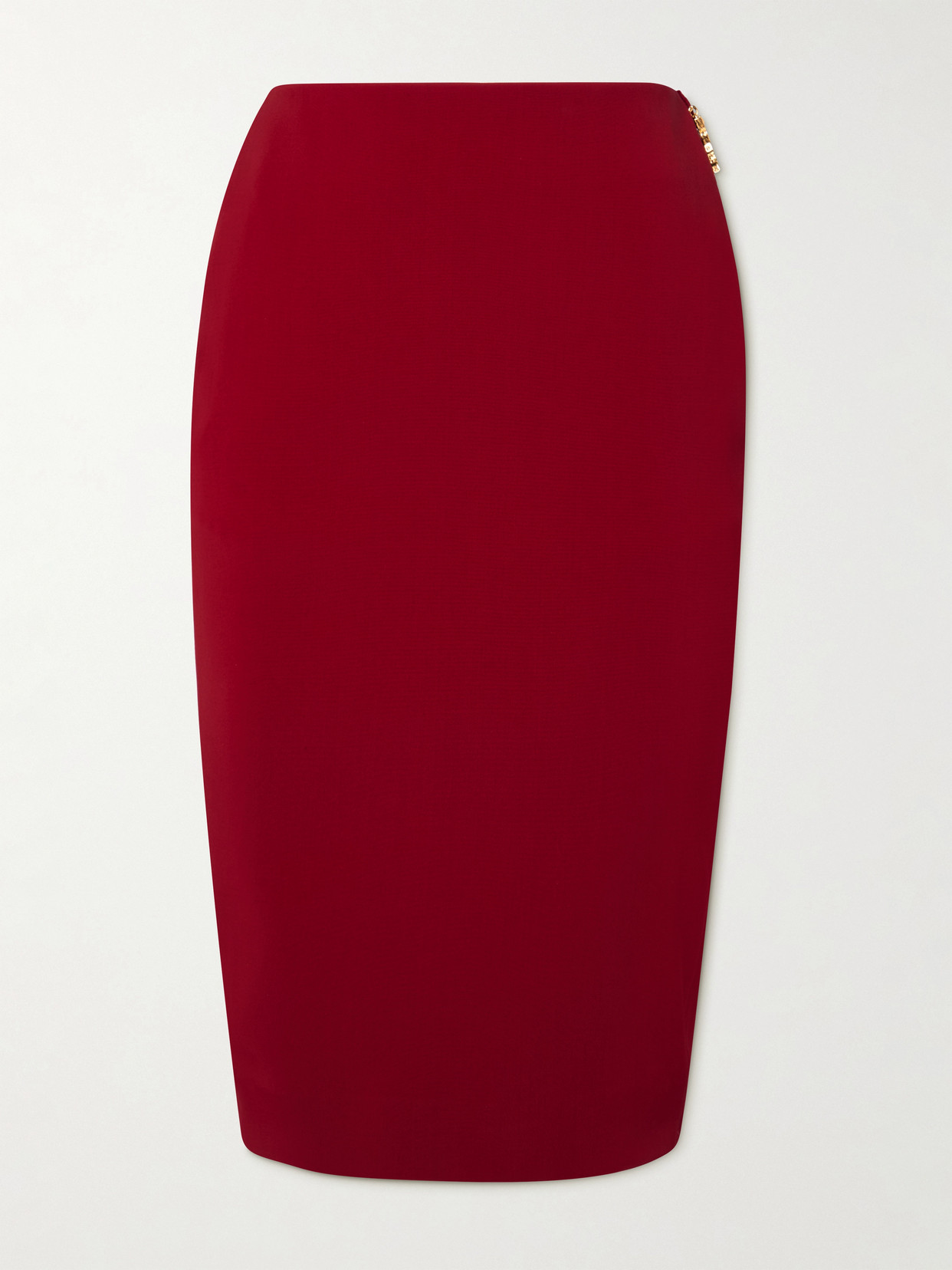 Saint Laurent Mid-rise Pencil Skirt In Satin Clothing In Red