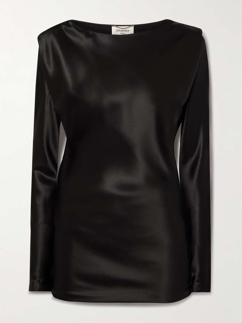 Saint Laurent Draped Silk-satin Blouse