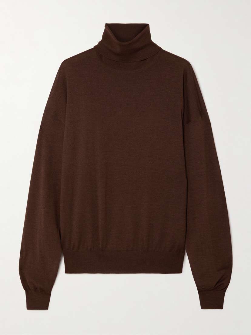 Saint Laurent Wool, Cashmere And ilk-blend Turtleneck weater