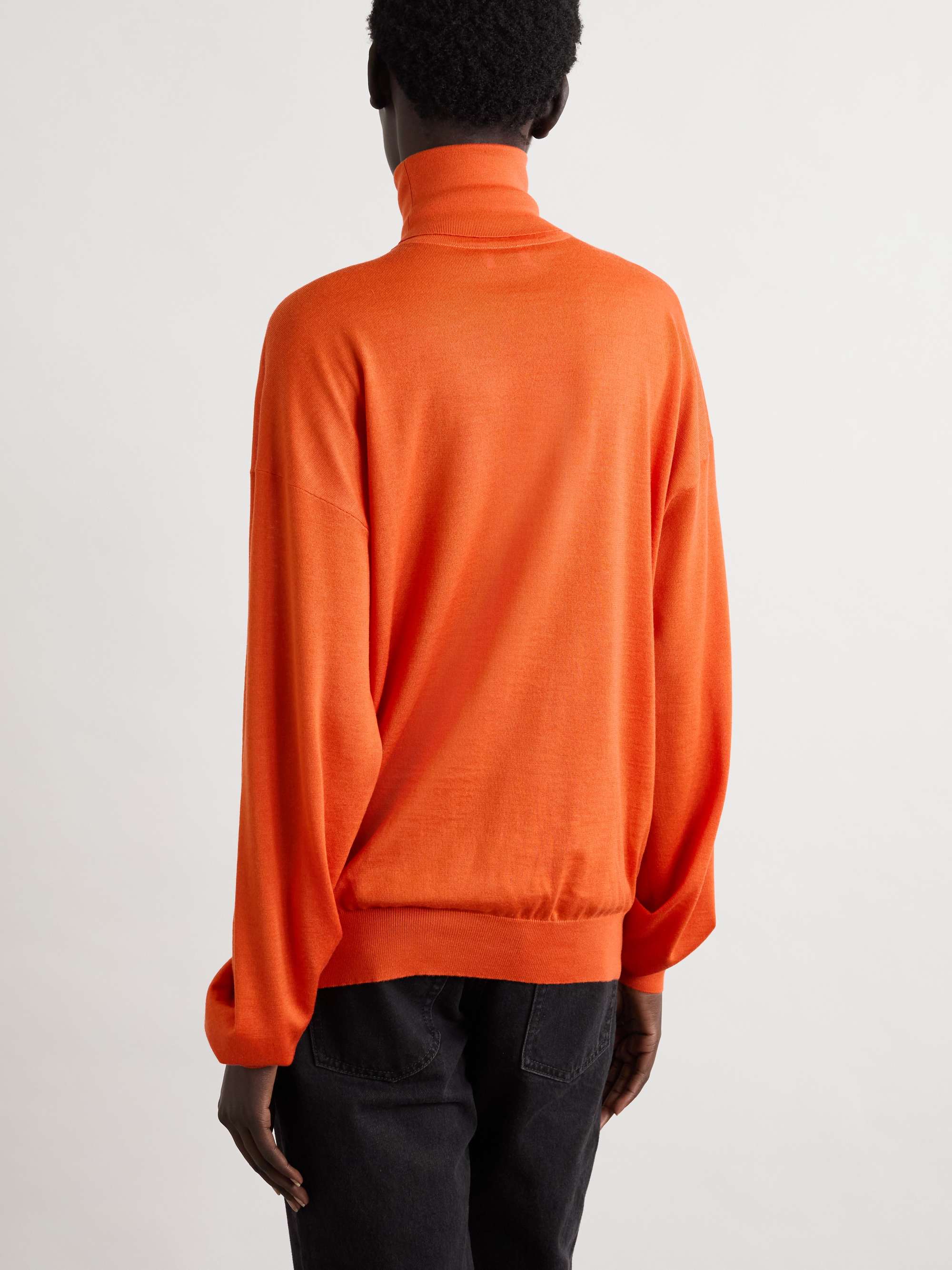 SAINT LAURENT Ribbed wool, cashmere and silk-blend turtleneck sweater