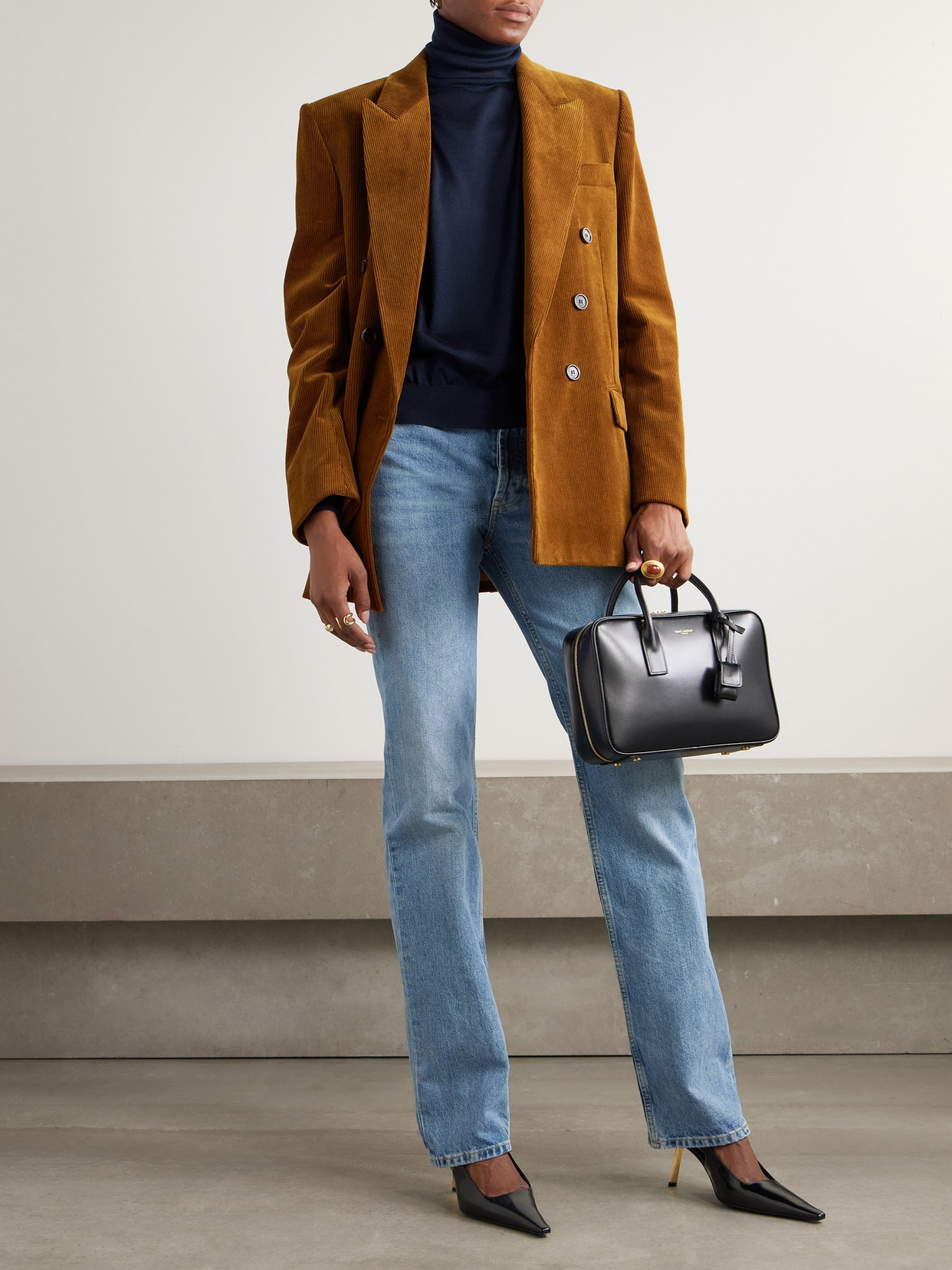 Saint Laurent Wool, Cashmere And Silk-blend Turtleneck Sweater In Blue