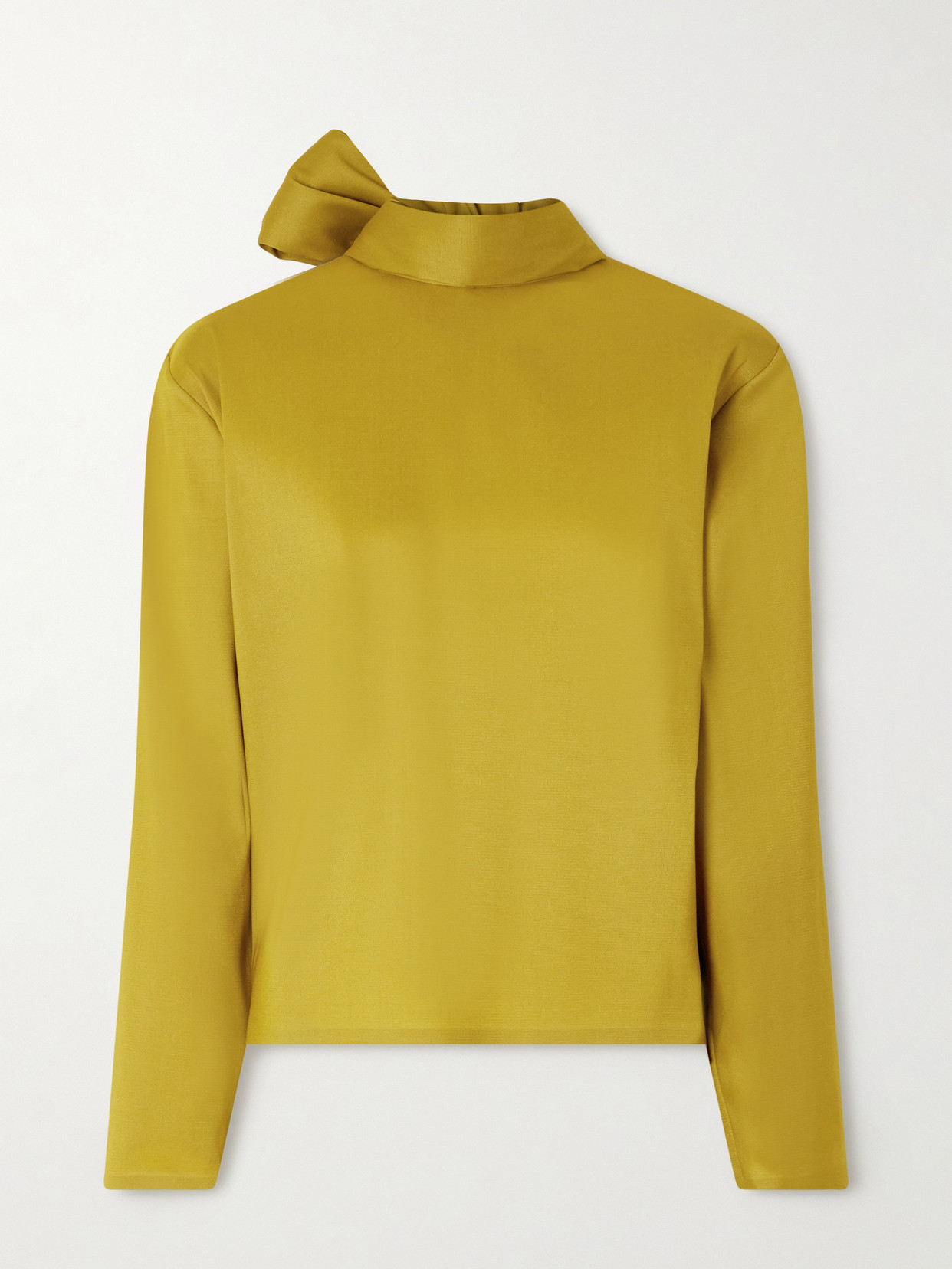 Saint Laurent Scarf-detailed Silk-blend Organza Blouse In Green