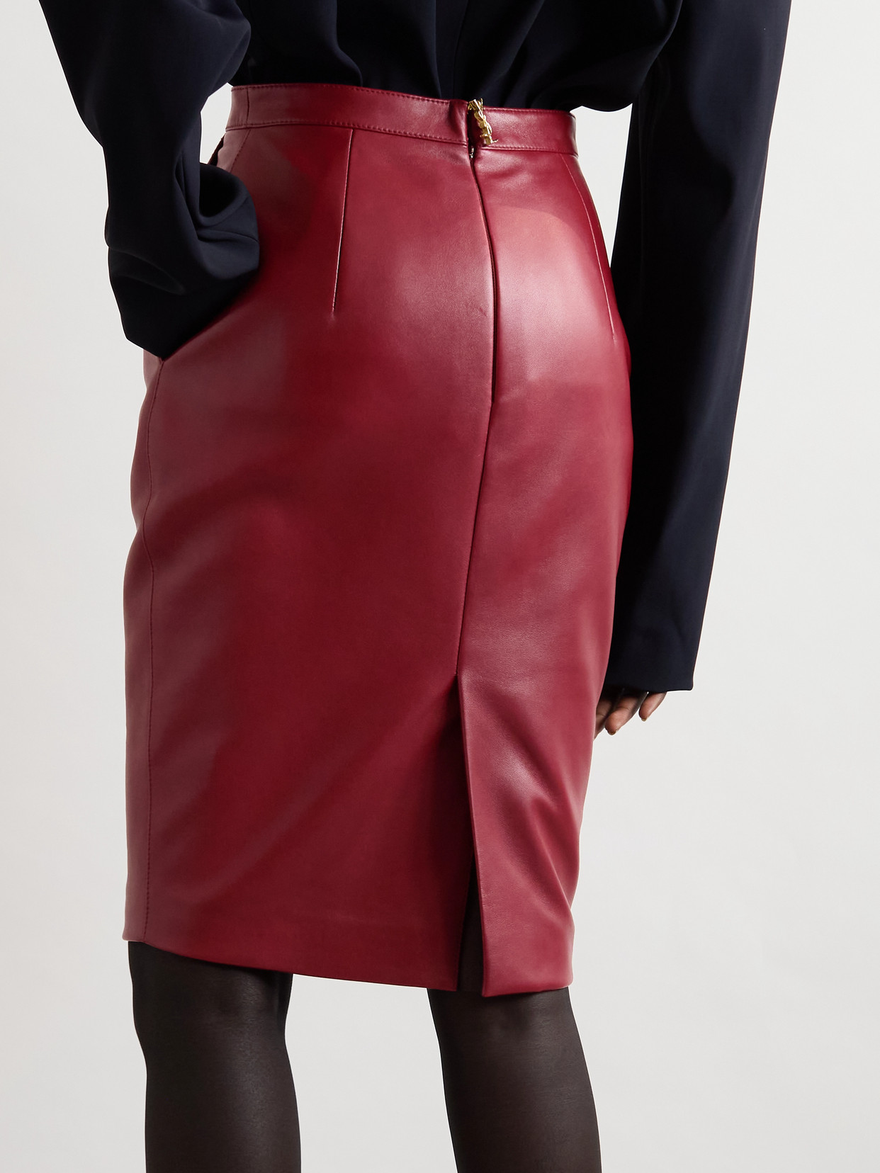Saint Laurent Leather Skirt In Animal Print