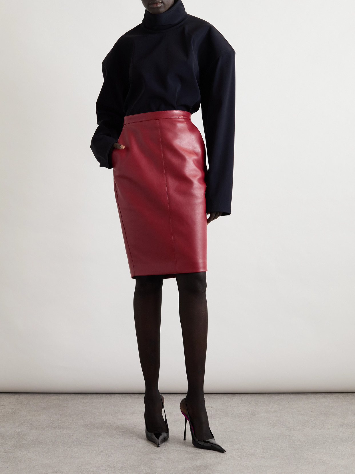 Saint Laurent Leather Skirt In Animal Print