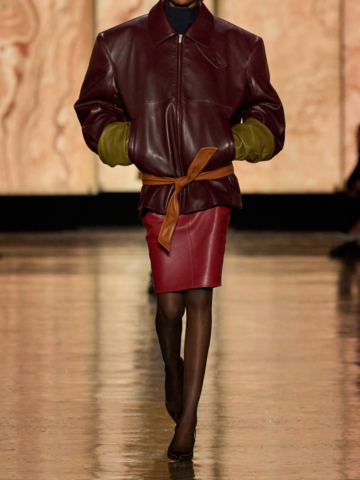 Saint Laurent Leather Skirt In Animal Print