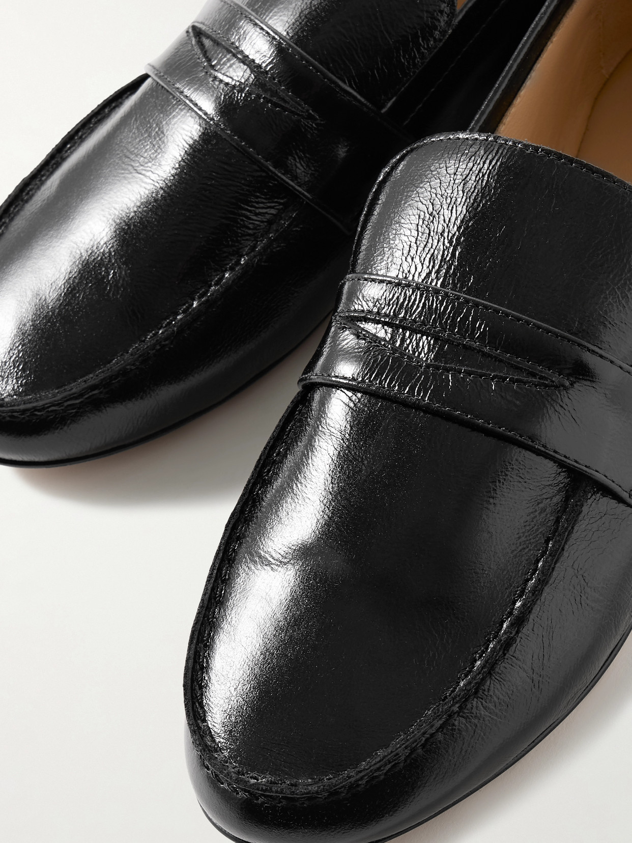 Jamie Haller Crinkled-leather Loafers In Black