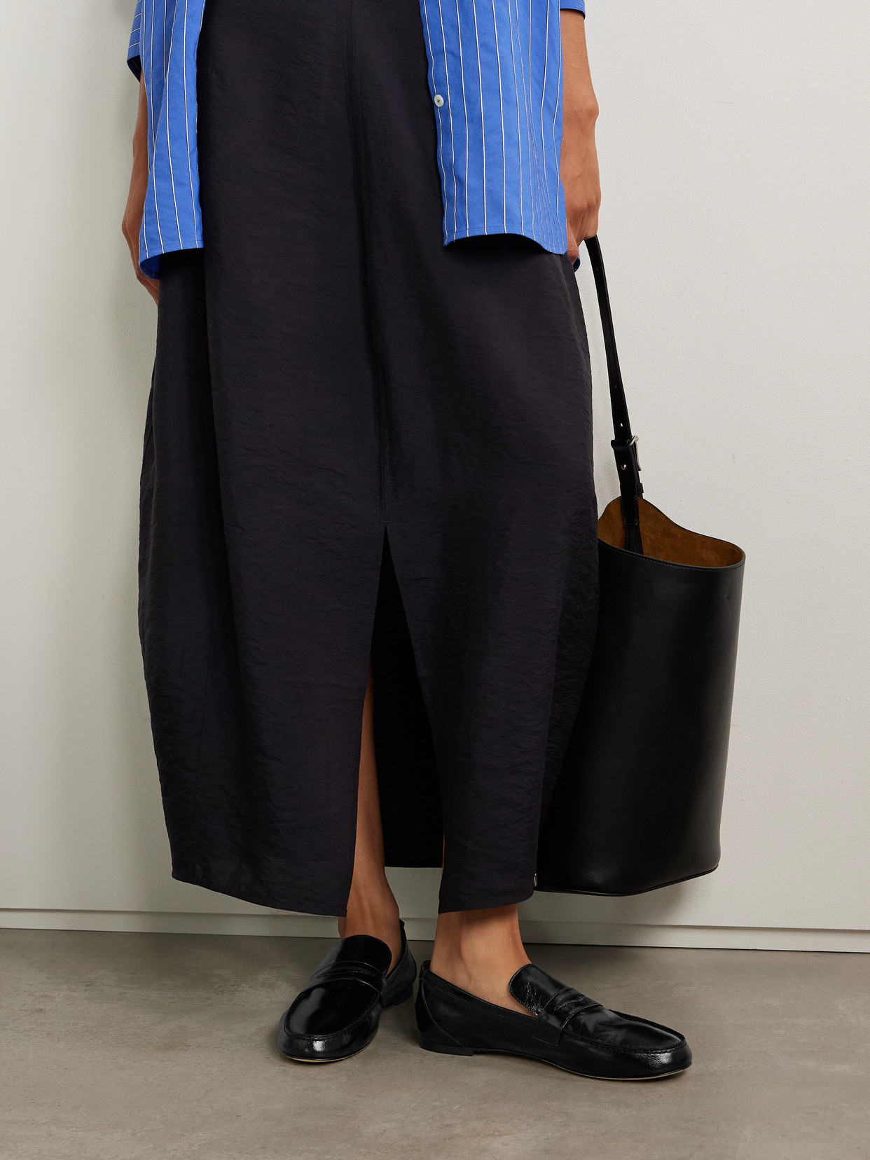 Jamie Haller Crinkled-leather Loafers In Black