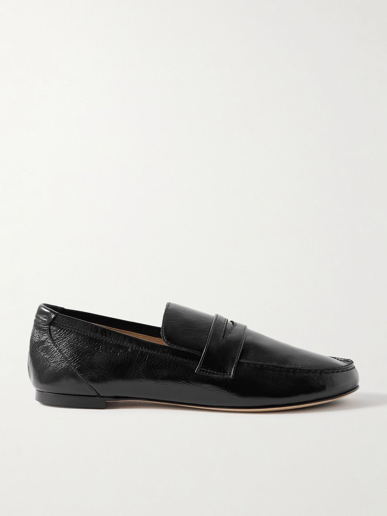 Jamie Haller Crinkled-leather Loafers In Black