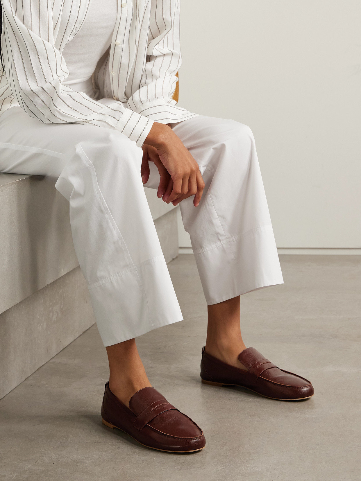 Jamie Haller Crinkled-leather Loafers In Burgundy