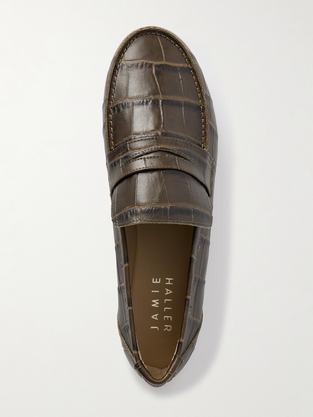 Jamie Haller The Penny Croc-effect Leather Loafers In Brown