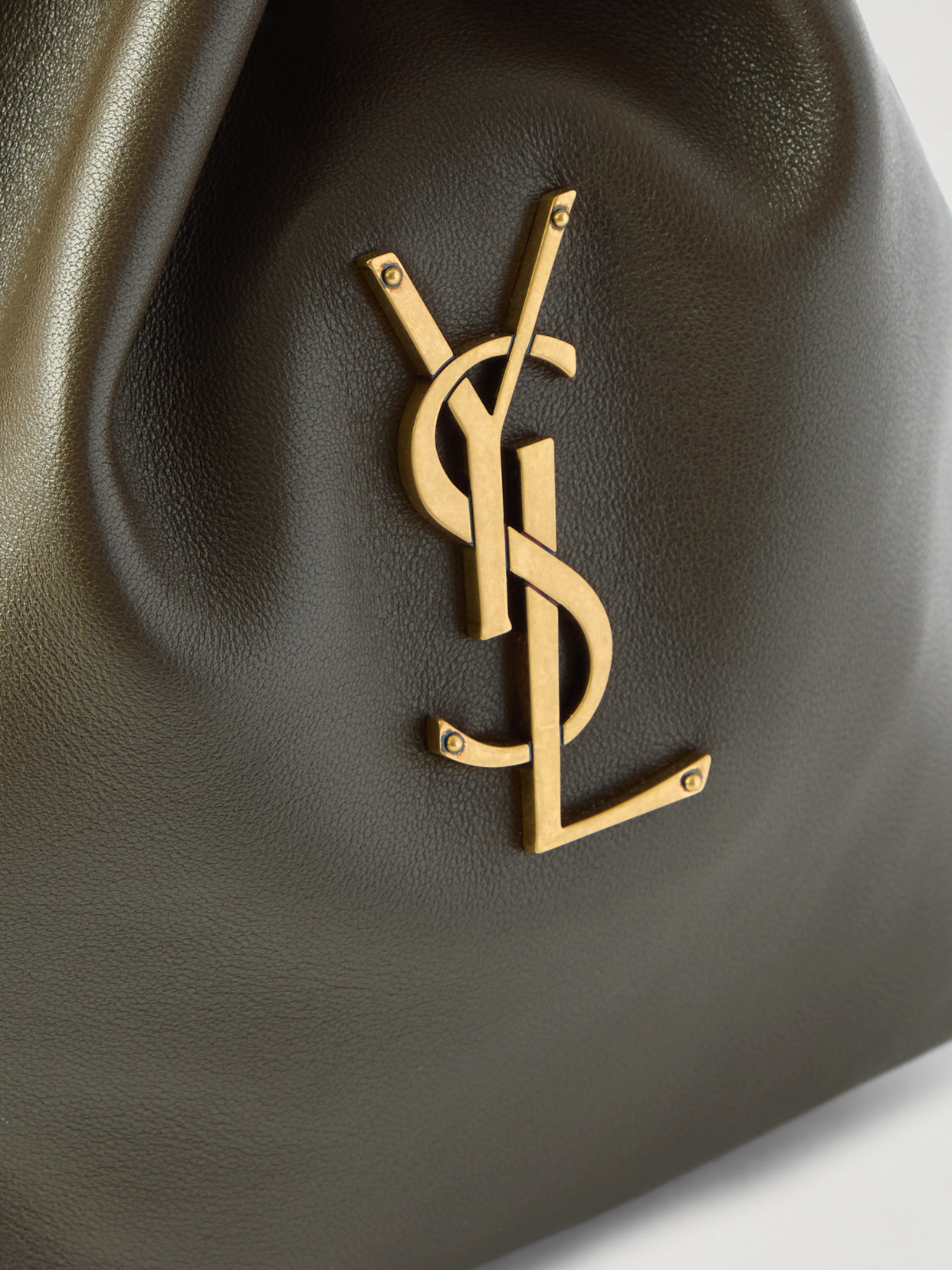 Saint Laurent Sintra Sport Appliquéd Leather Shoulder Bag In Gray