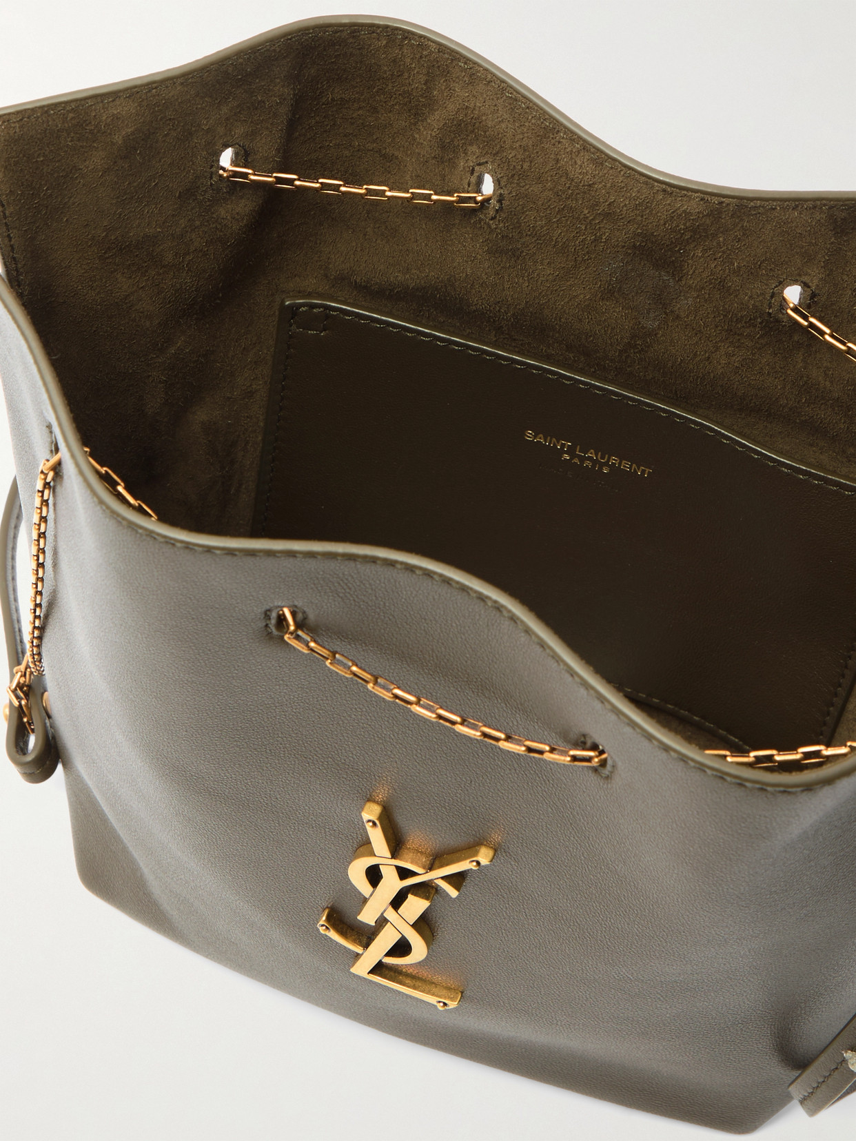 Saint Laurent Sintra Sport Appliquéd Leather Shoulder Bag In Gray