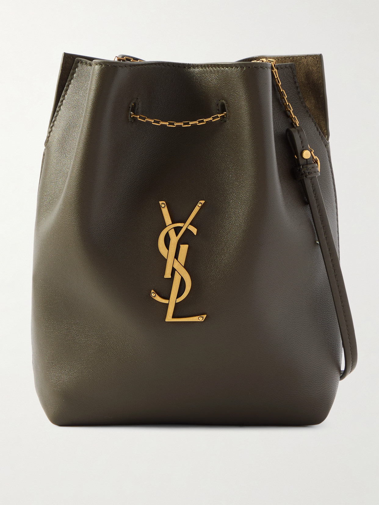 Saint Laurent Sintra Sport Appliquéd Leather Shoulder Bag In Gray
