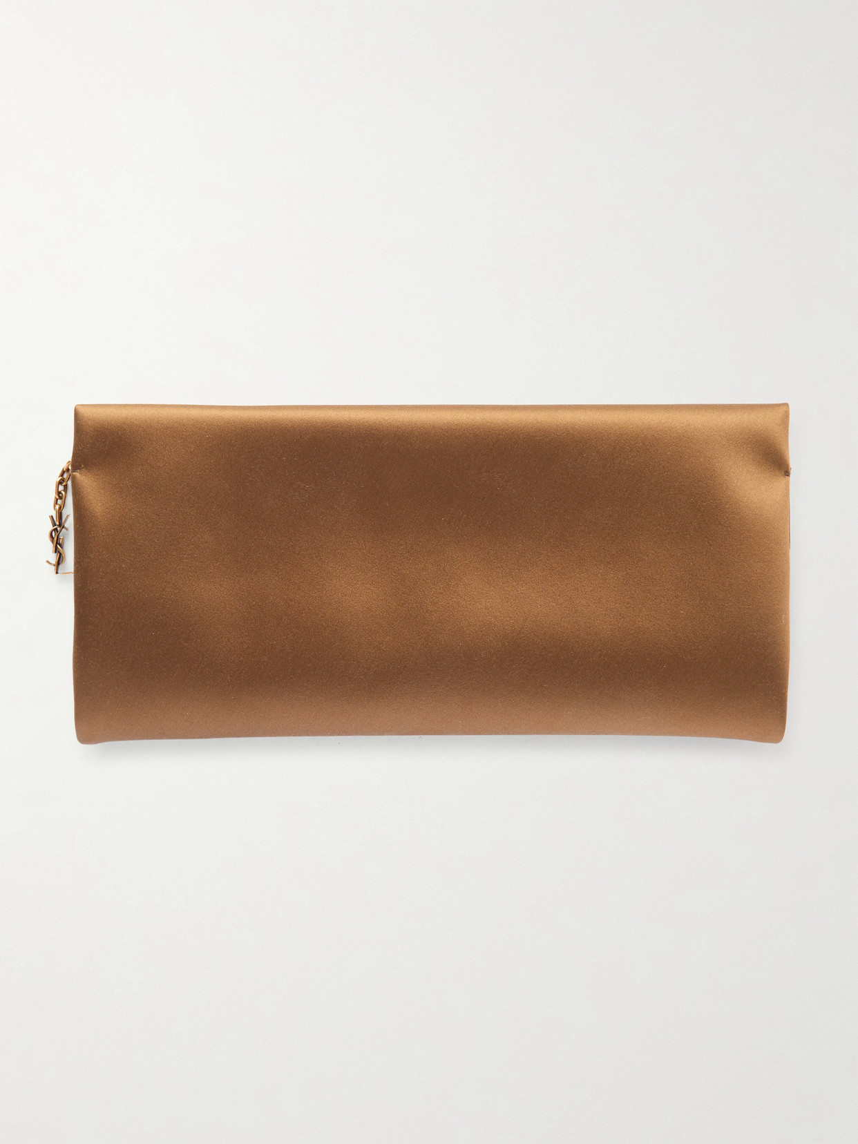 Saint Laurent Satin Clutch In Brown