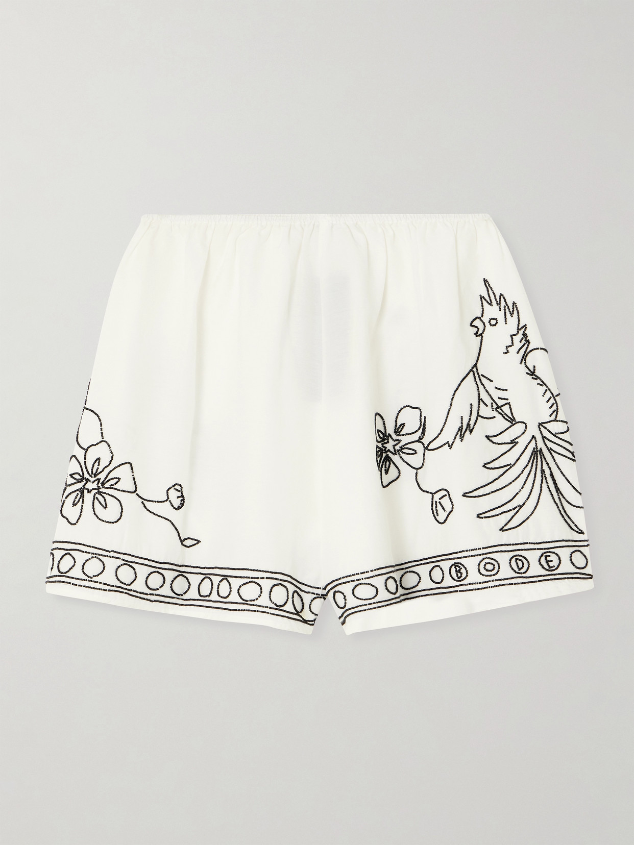 Bode Cockatoo Tap Bead-embellished Cotton And Silk-blend Shorts In White