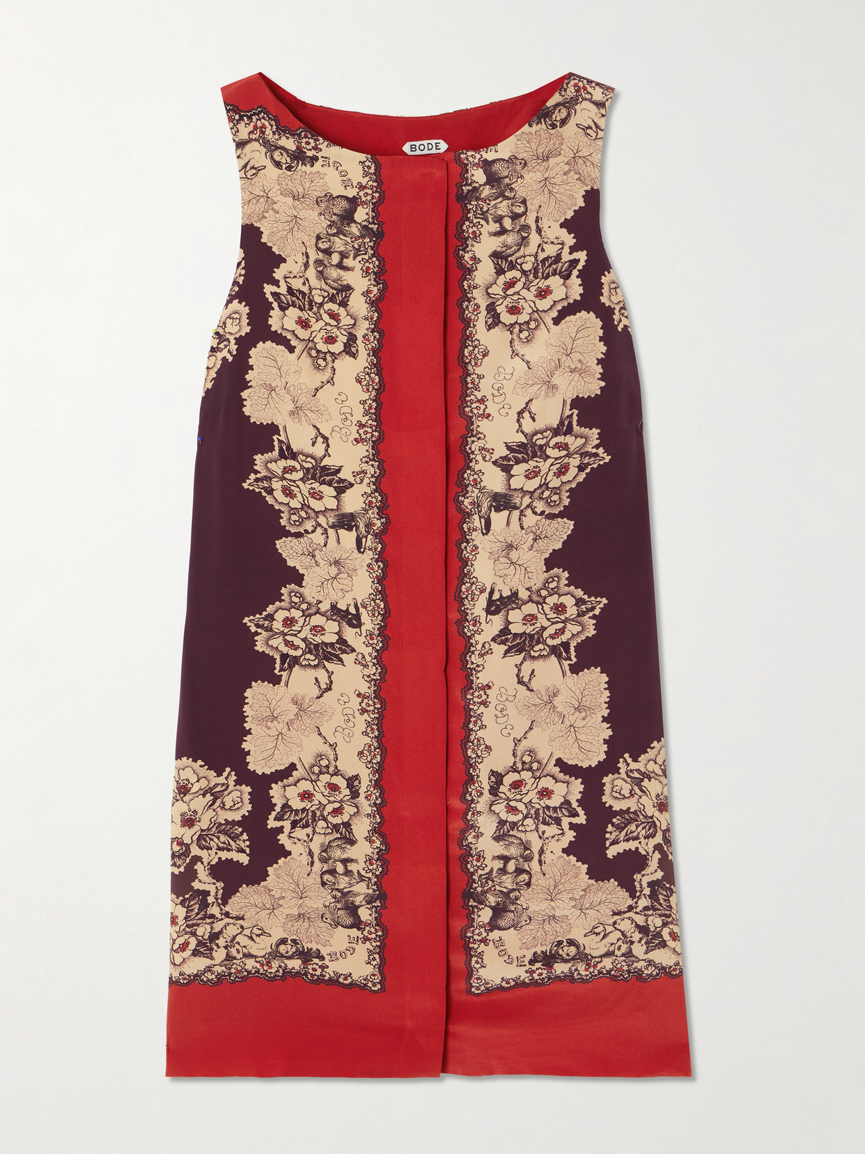 Bode Storybook Printed Silk Mini Dress In Multi