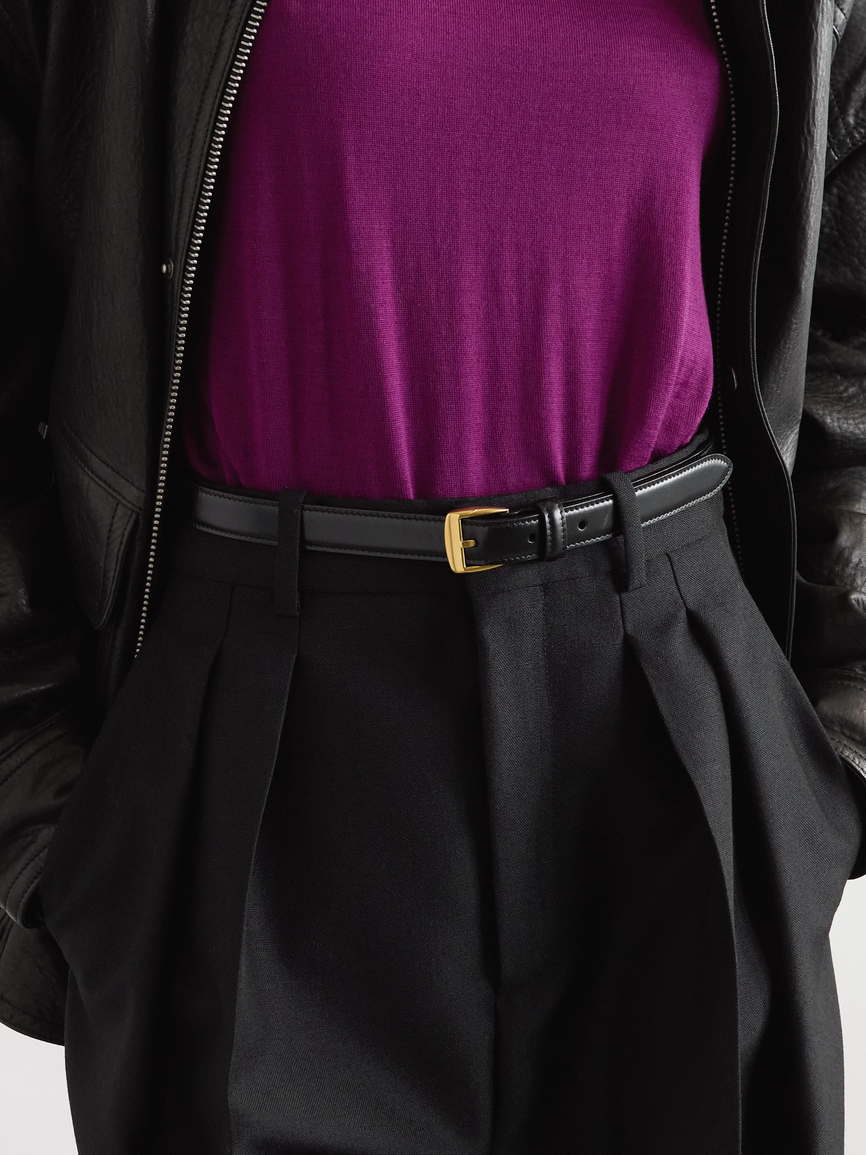 Saint Laurent Leather Belt In Black