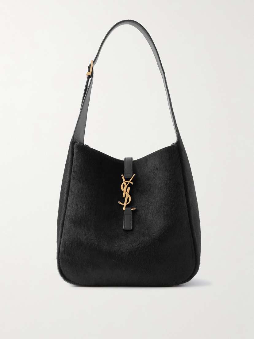 Saint Laurent Le 5 À 7 Embellished Leather-trimmed Calf Hair Shoulder Bag