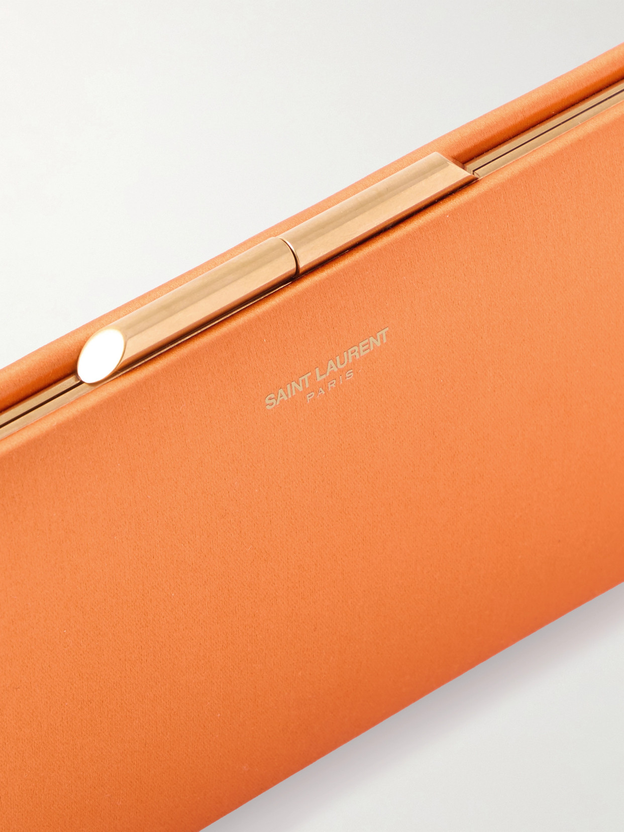 Saint Laurent Satin Clutch In Orange