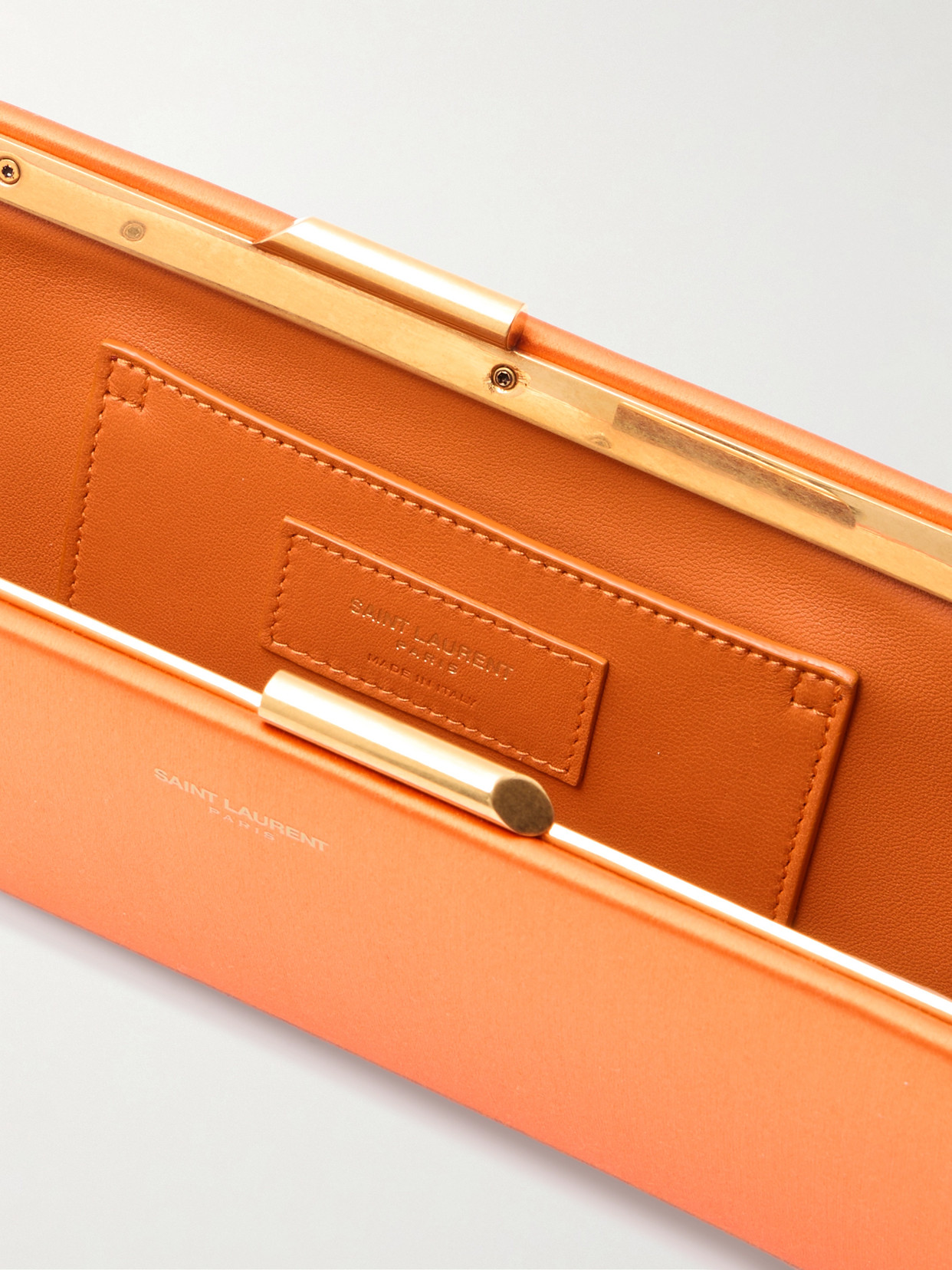 Saint Laurent Satin Clutch In Orange