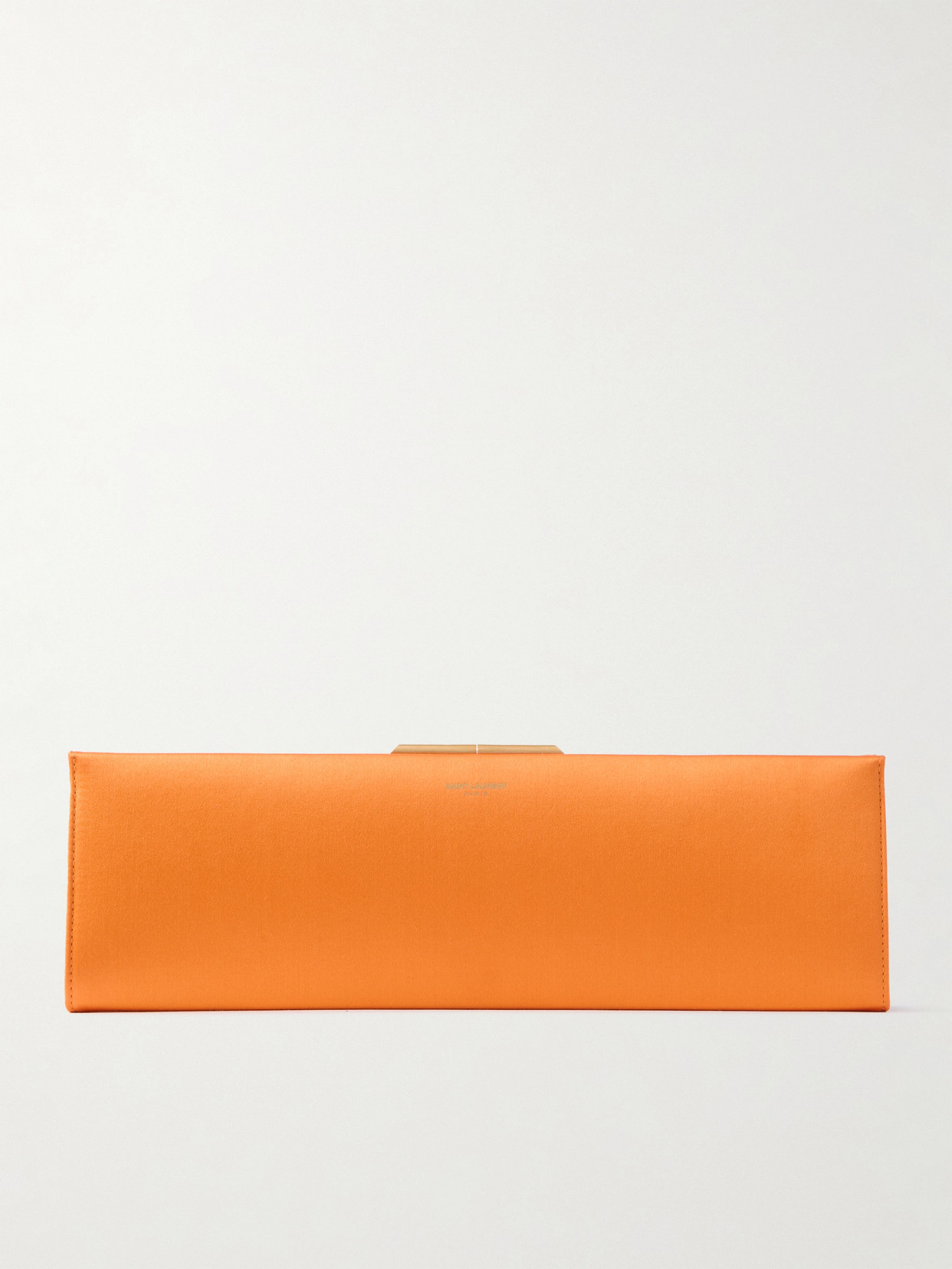 Saint Laurent Satin Clutch In Orange