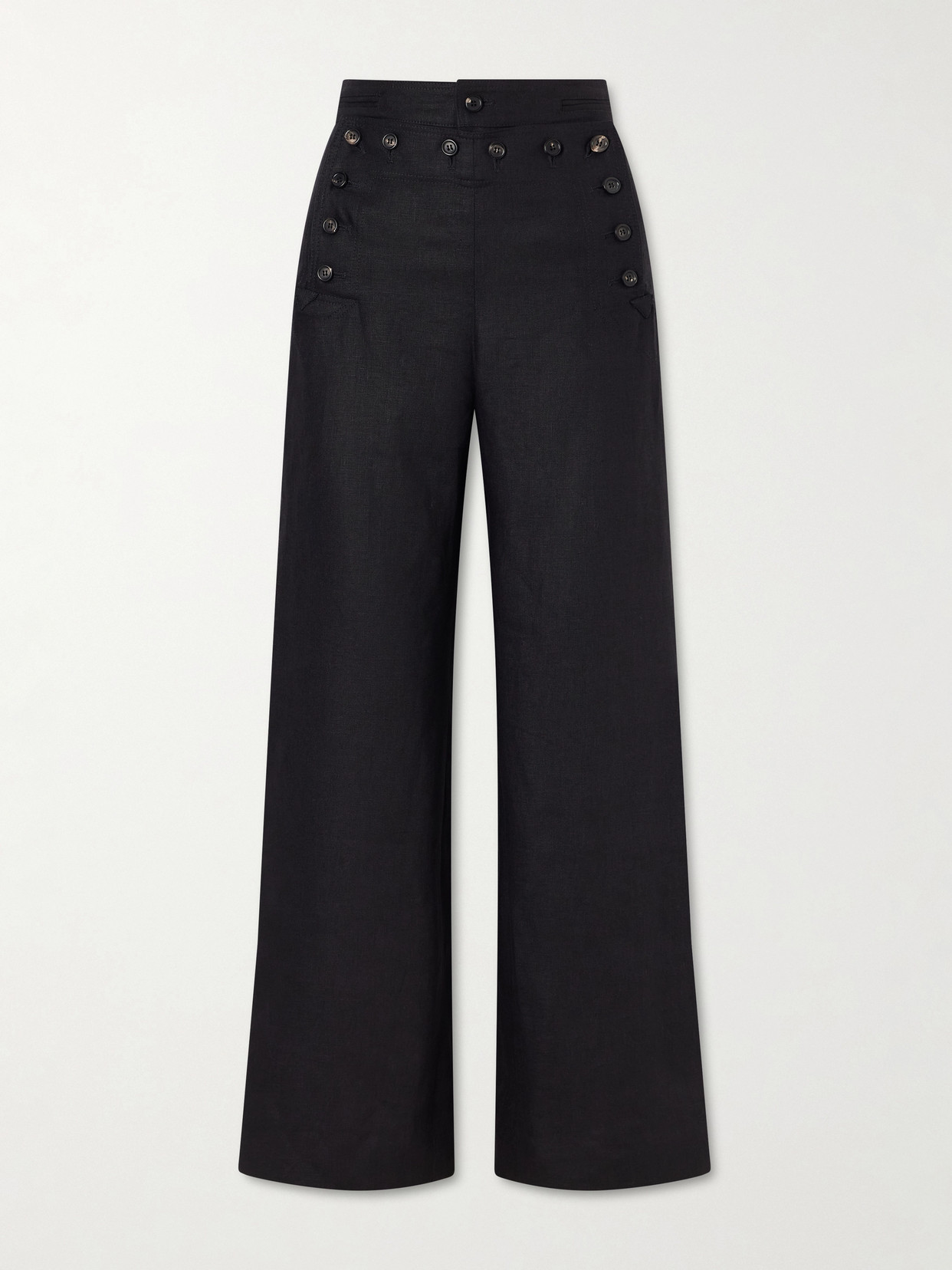 Bode Sailor Cropped Linen High-rise Wide-leg Pants In Burgundy