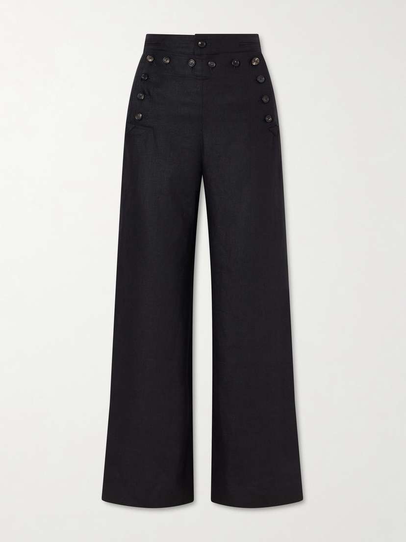 BODE Sailor Cropped Linen High-rise Wide-leg Pants