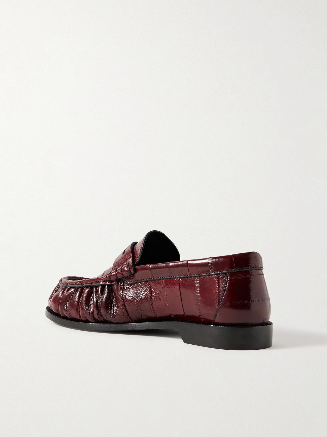 Saint Laurent Logo-plaque Pleated-effect Loafers In Brown