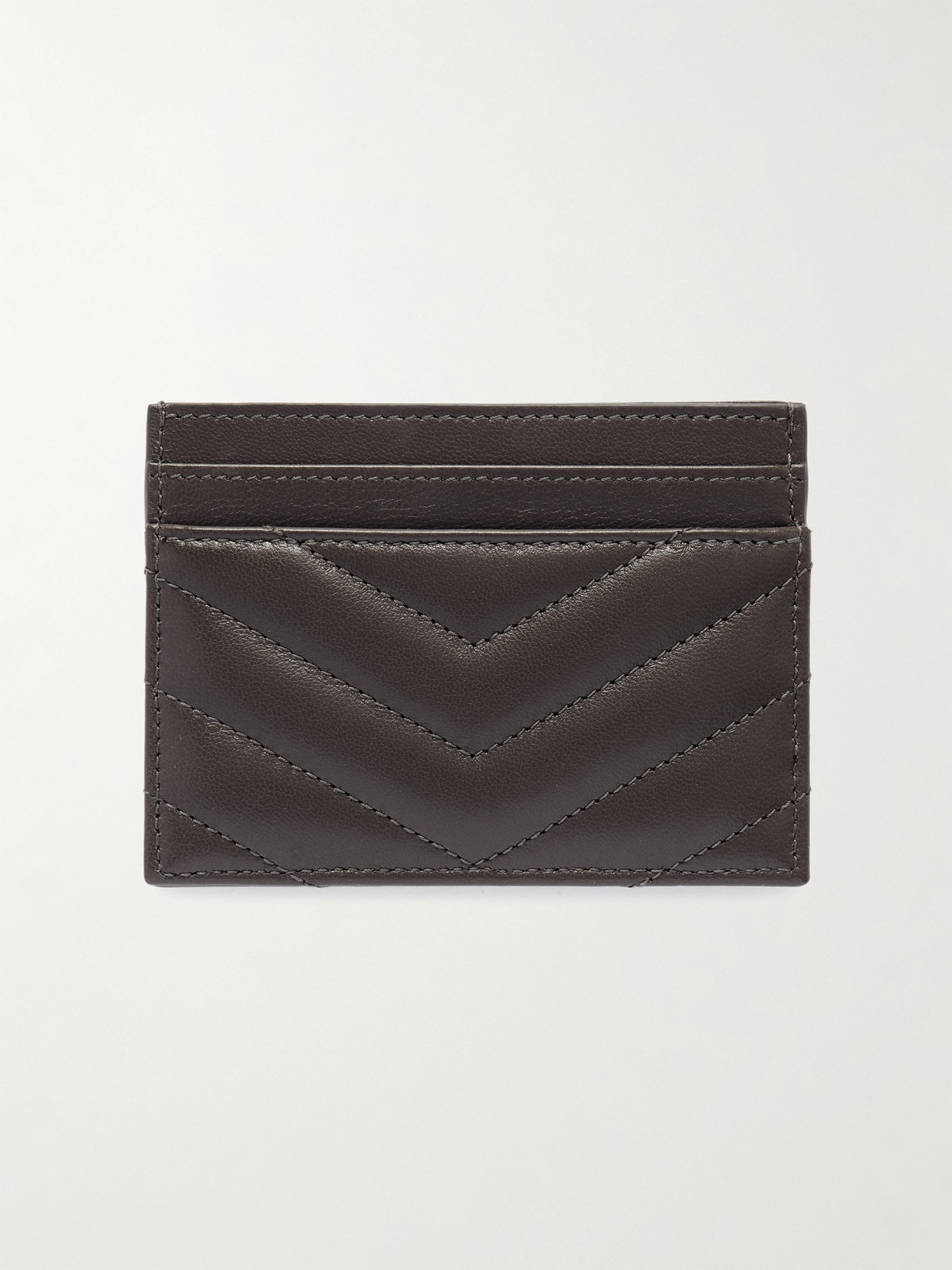 Saint Laurent Cassandre Matelassé Leather Cardholder In Gray