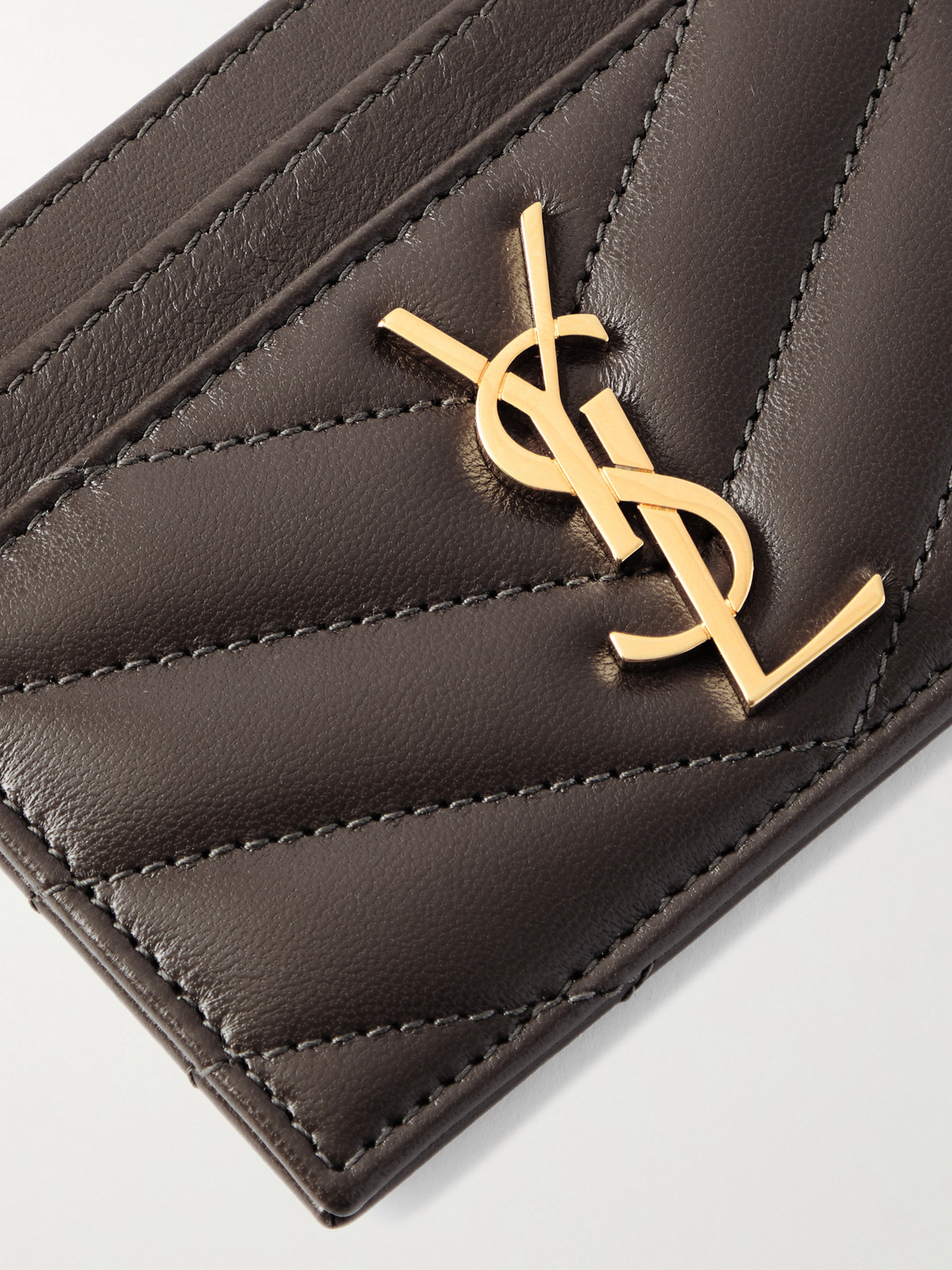 Saint Laurent Cassandre Matelassé Leather Cardholder In Gray