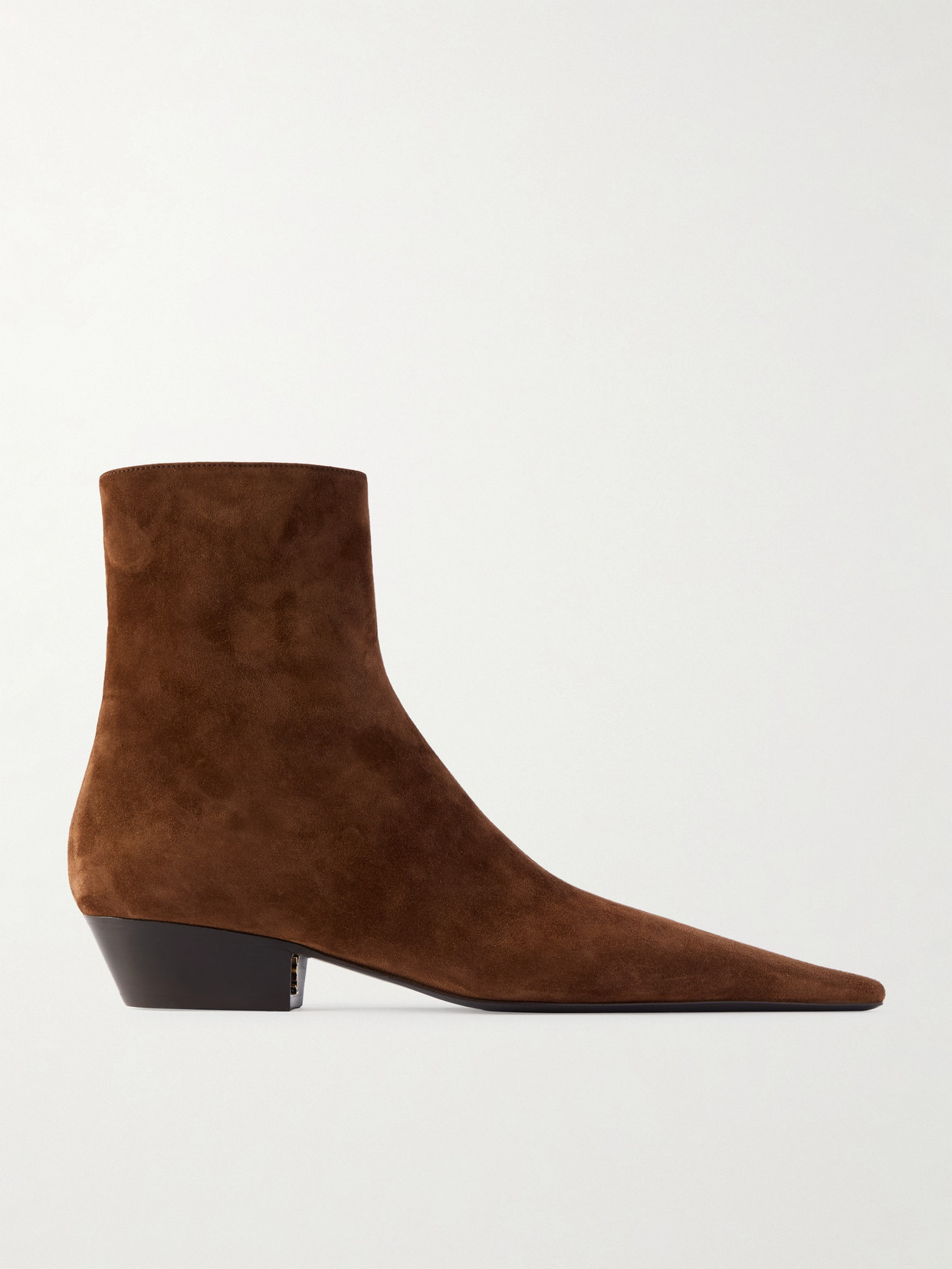 Saint Laurent Jill Suede Ankle Boots In Brown