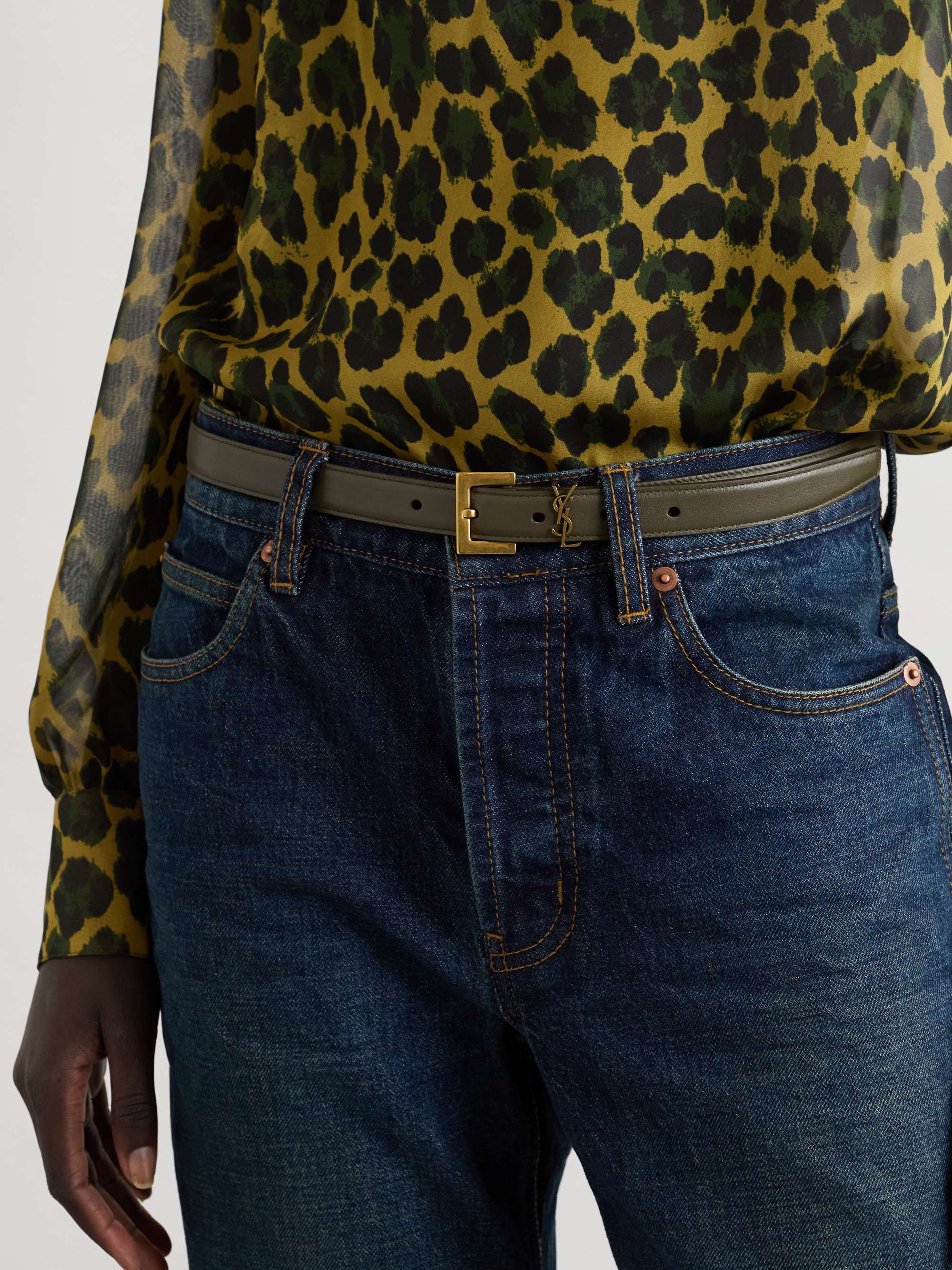 SAINT LAURENT Monogramme leather belt