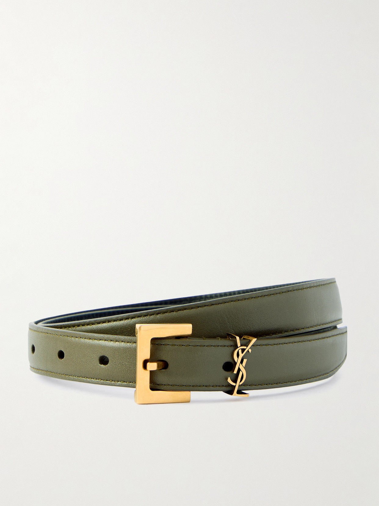 Saint Laurent Leather Belt In Green