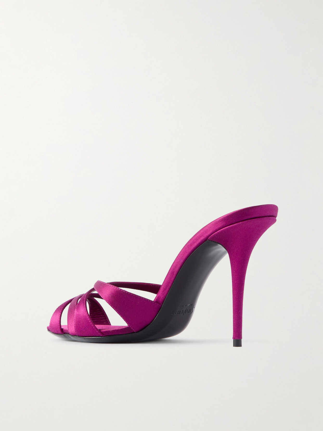 Saint Laurent Chandelle Satin Mules In Purple