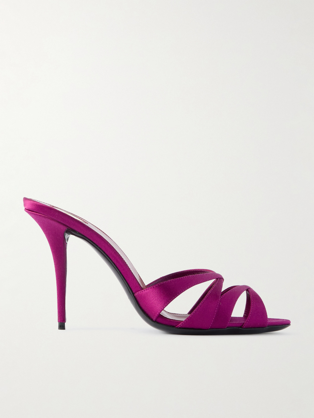 Saint Laurent Chandelle Satin Mules In Purple