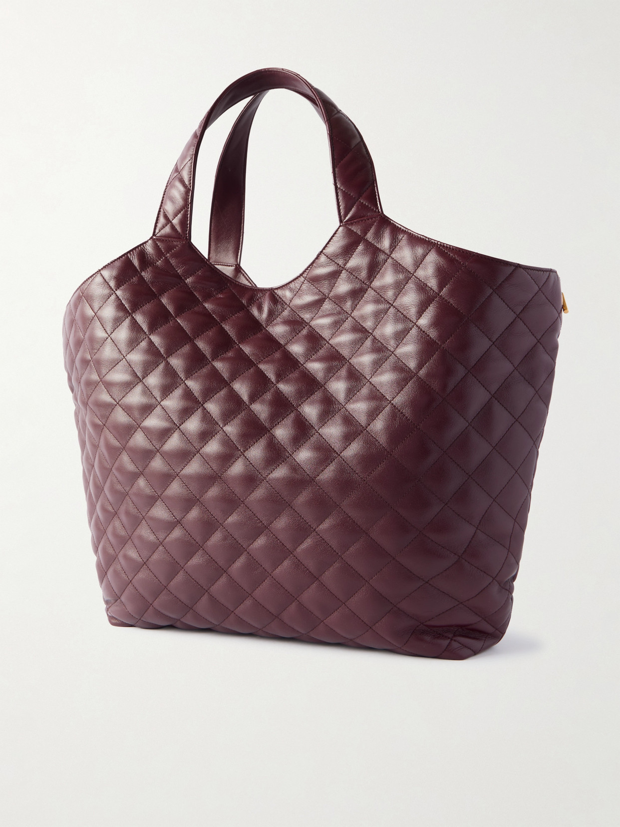 Saint Laurent Icare Extra Large Embellished Quilted Leather Tote In Burgundy