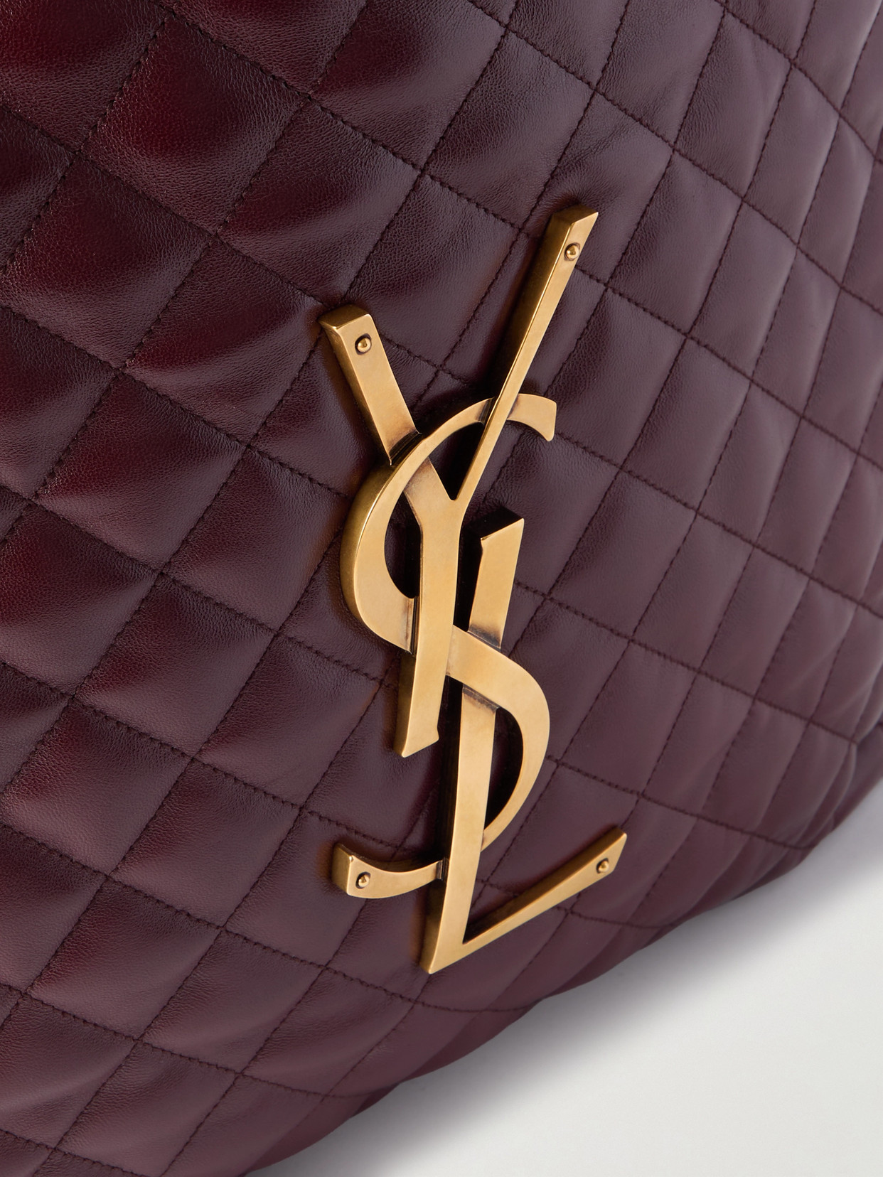 Saint Laurent Icare Extra Large Embellished Quilted Leather Tote In Burgundy